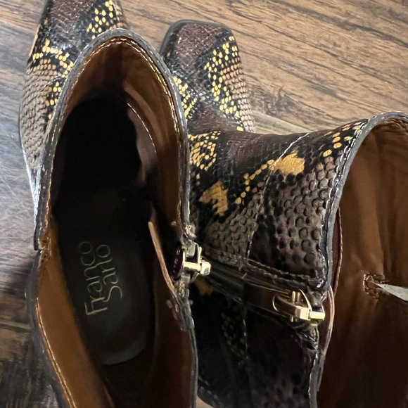 Franco Sarto Generous Snake Print Block Heel Ankle Boot Brown Women's 6.5 - Picture 10 of 10